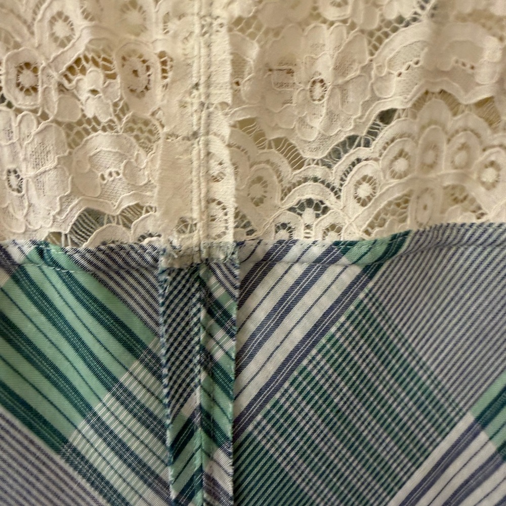 Easel Blue and White Lace Knit Top 1X - Picture 6 of 8